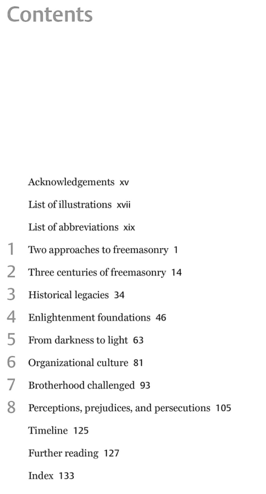 Inhaltsverzeichnis Freemasonry - A very short introduction