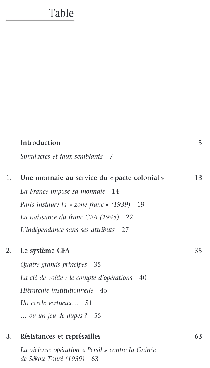 L'arme invisible de la Françafrique - Inhaltsverzeichnis Teil 1