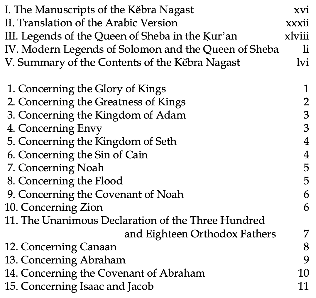 Kebra Nagast: The Queen of Sheba and her only son Menyelek Inhaltsverzeichnis