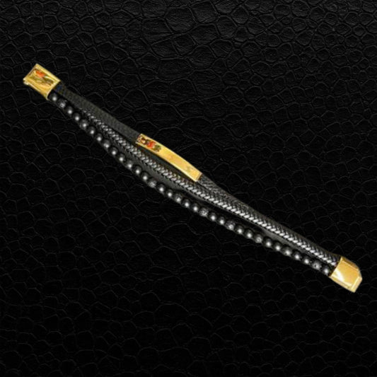 Eleganz in Schwarz und Gold – Geflochtenes Männerarmband