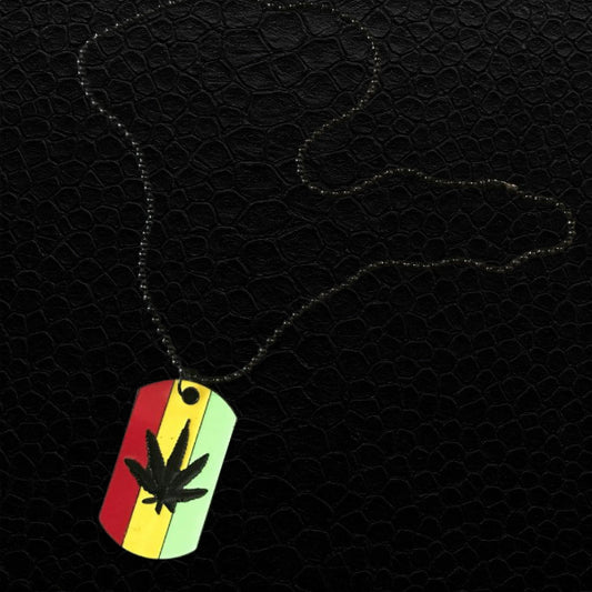 Reggae Kette Roots Vibes mit Hanfblatt-Anhänger in Rasta-Farben