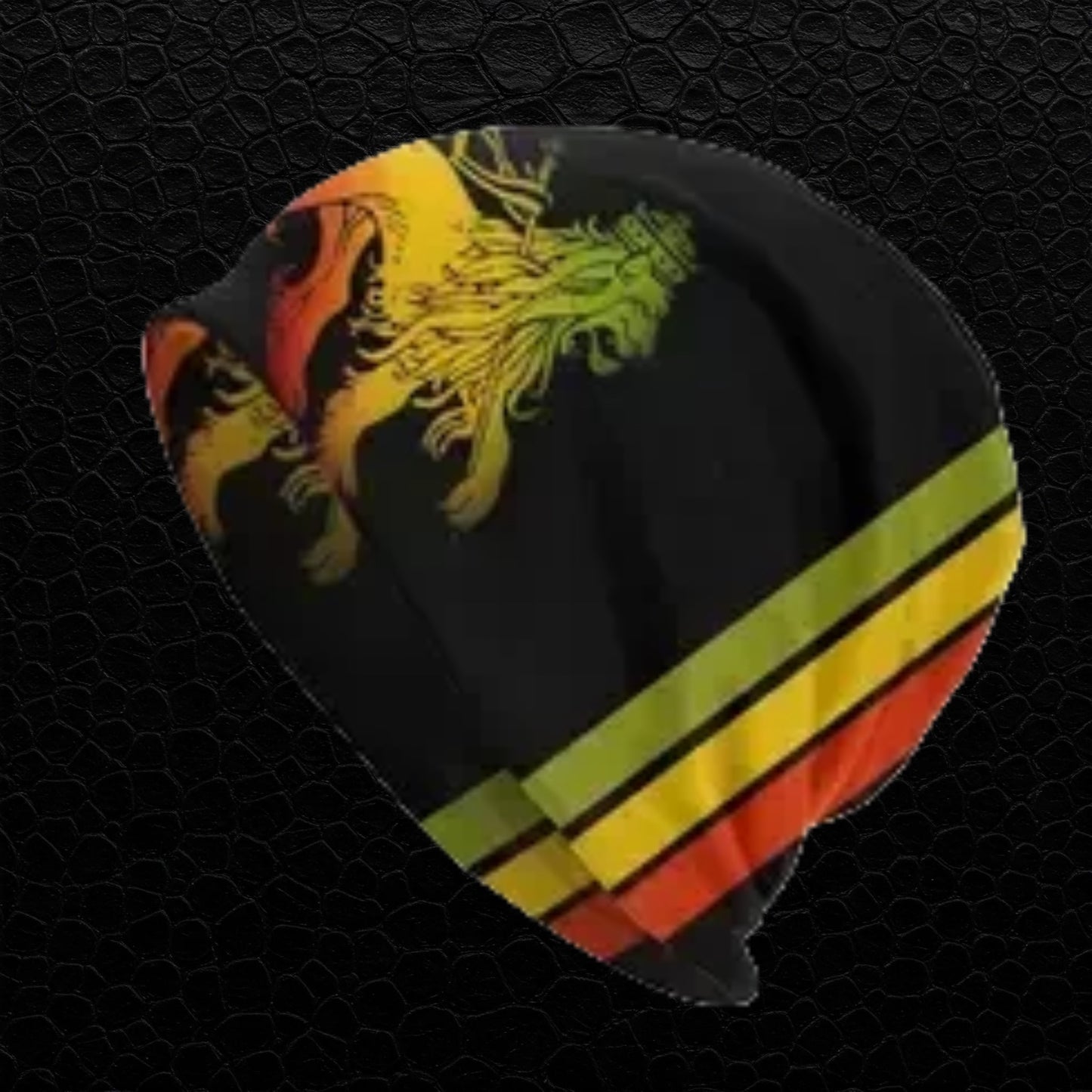 Rasta Mütze Löwe von Juda flach liegend – Schwarze Beanie mit Rastafari-Farben für Reggae-Fans