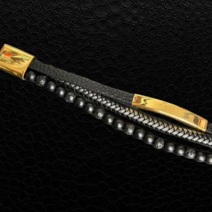 Eleganz in Schwarz und Gold – Geflochtenes Männerarmband