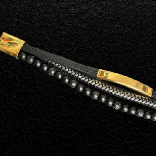 Eleganz in Schwarz und Gold – Geflochtenes Männerarmband