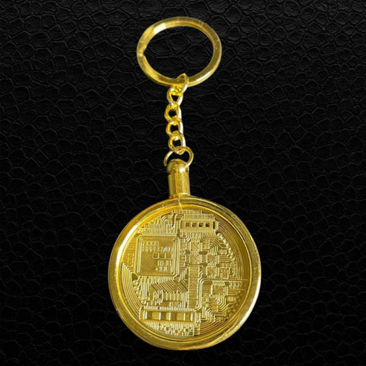 Goldfarbener Bitcoin Schlüsselanhänger