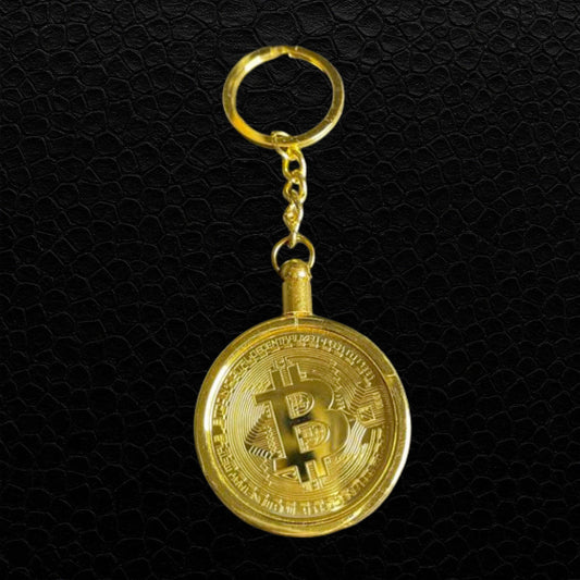 Goldfarbener Bitcoin Schlüsselanhänger