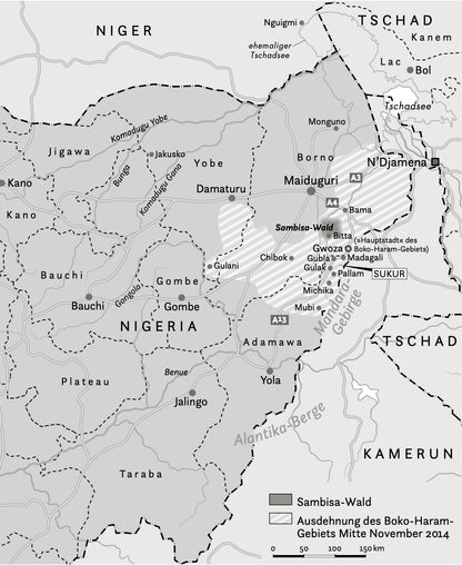 Landkarte Gebiet der Boko Haram