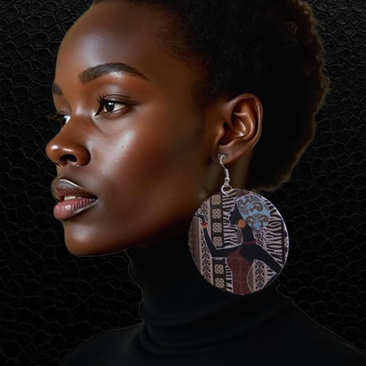 Buntes Afrika - Kunstvolle Holzohringe