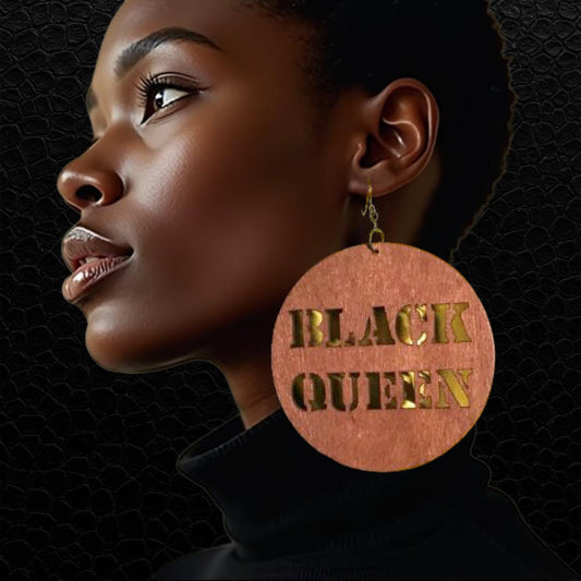 Holz Ohrring Black Queen