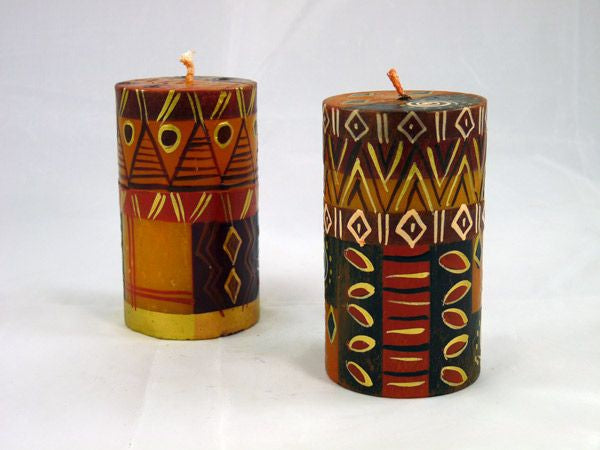 Kapula Stumpenkerze „Safari“ – handgefertigte Kerze aus Südafrika (6 × 10 cm)