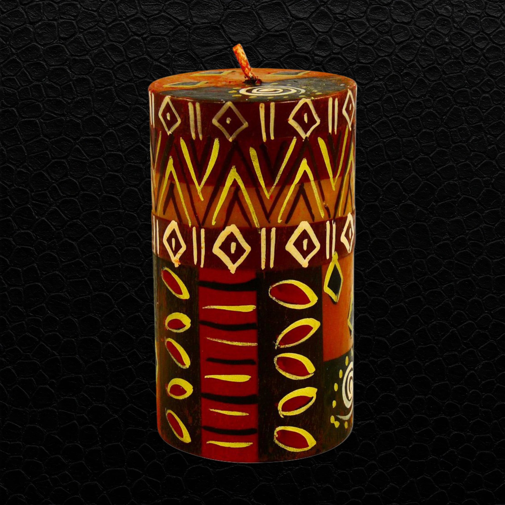 Kapula Stumpenkerze „Safari“ – handgefertigte Kerze aus Südafrika (6 × 10 cm)