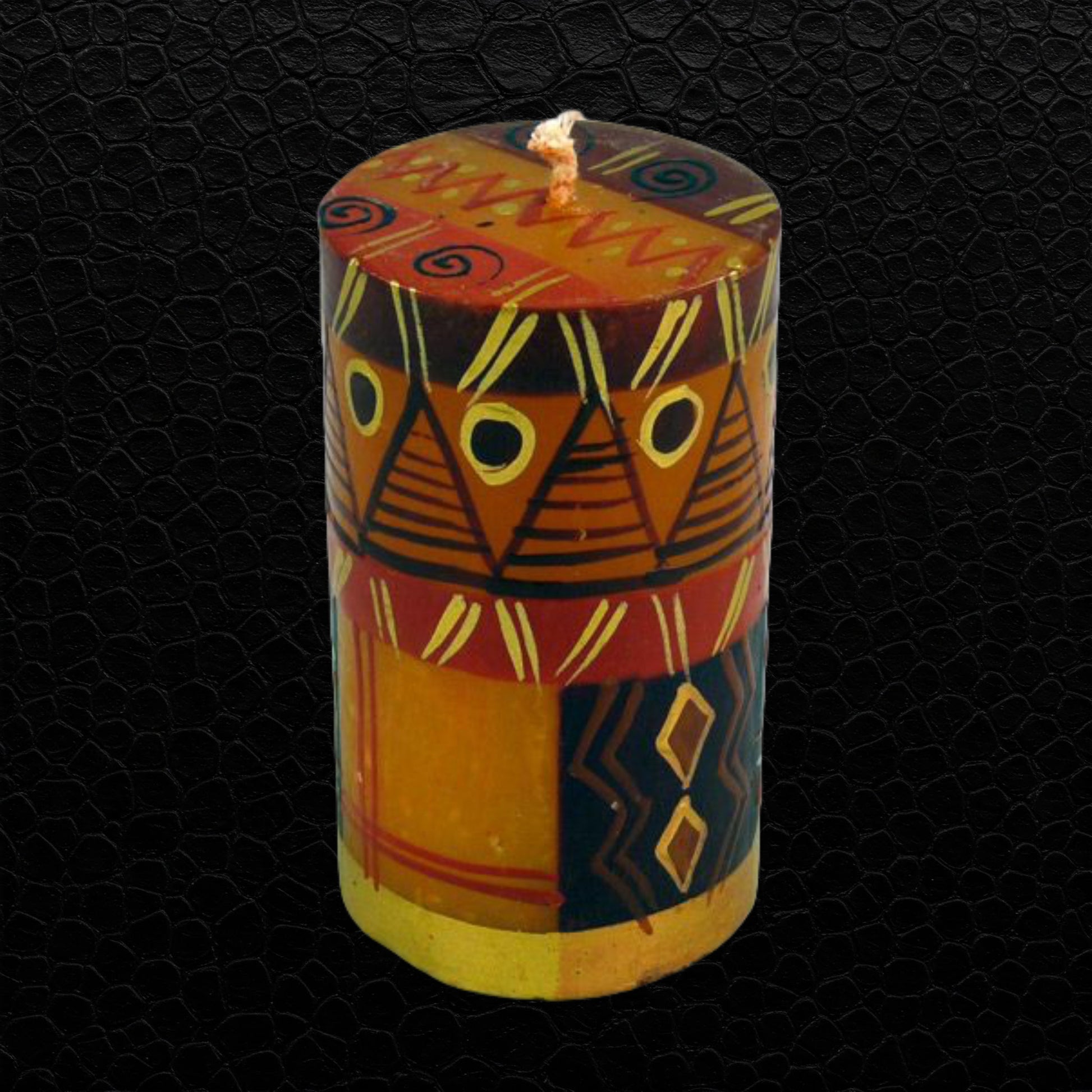 Kapula Stumpenkerze „Safari“ – handgefertigte Kerze aus Südafrika (6 × 10 cm)