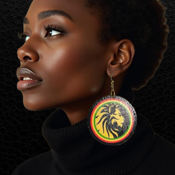 Holz Ohrring Rastafari Löwe