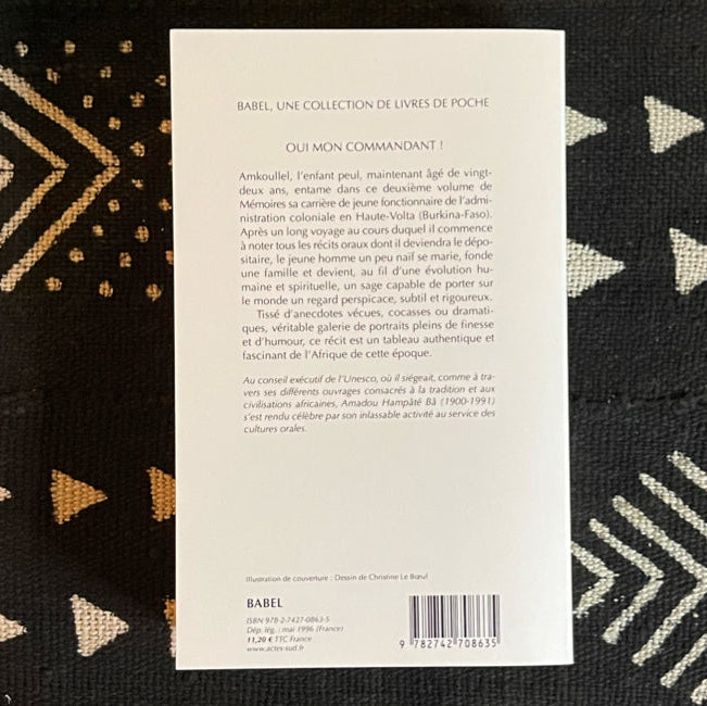 Dos livre Oui mon commandant Mémoires II Babel 522 pages Amadou Hampâté Bâ classique littérature africaine