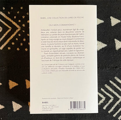 Dos livre Oui mon commandant Mémoires II Babel 522 pages Amadou Hampâté Bâ classique littérature africaine