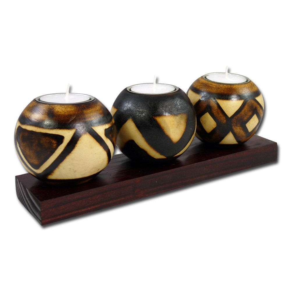 Afrikanischer Teelichthalter "Burnt Pattern" – Handarbeit aus Südafrika