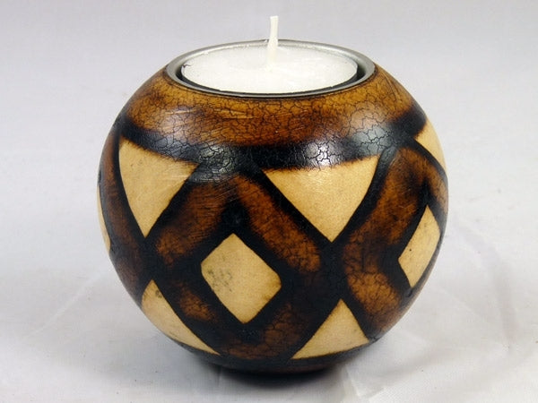 Afrikanischer Teelichthalter "Burnt Pattern" – Handarbeit aus Südafrika
