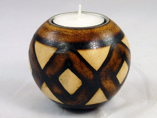 Afrikanischer Teelichthalter "Burnt Pattern" – Handarbeit aus Südafrika