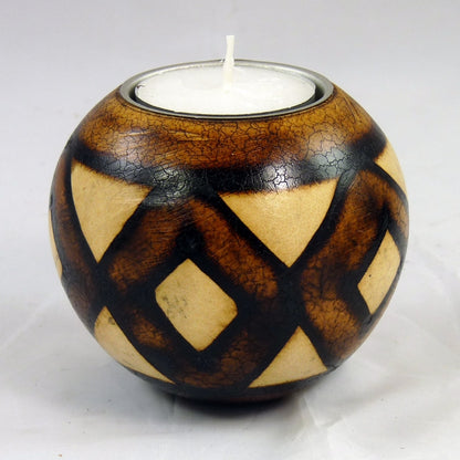 Afrikanischer Teelichthalter "Burnt Pattern" – Handarbeit aus Südafrika