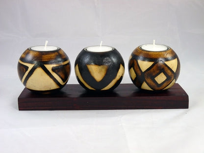Afrikanischer Teelichthalter "Burnt Pattern" – Handarbeit aus Südafrika