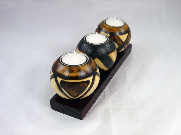 Afrikanischer Teelichthalter "Burnt Pattern" – Handarbeit aus Südafrika