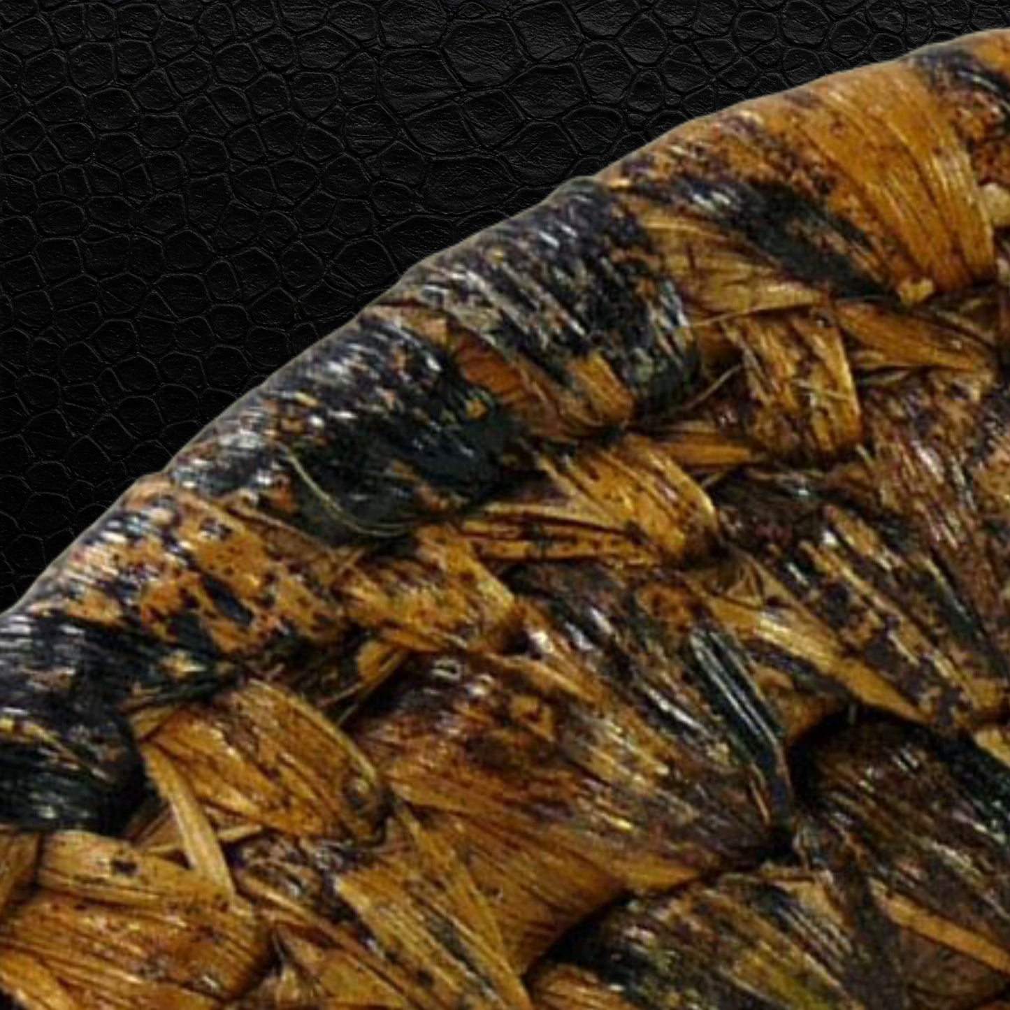 Nahaufnahme der geflochtenen Bananenblatt-Fasern mit natürlicher Textur und Haptik