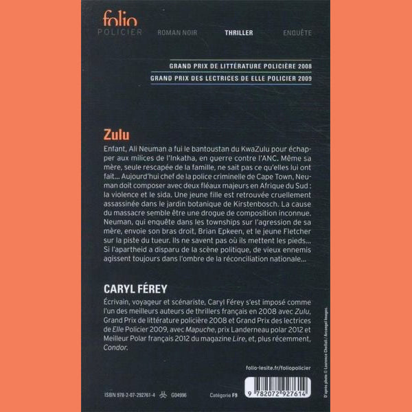 Zulu de Caryl Férey - Rück,seite